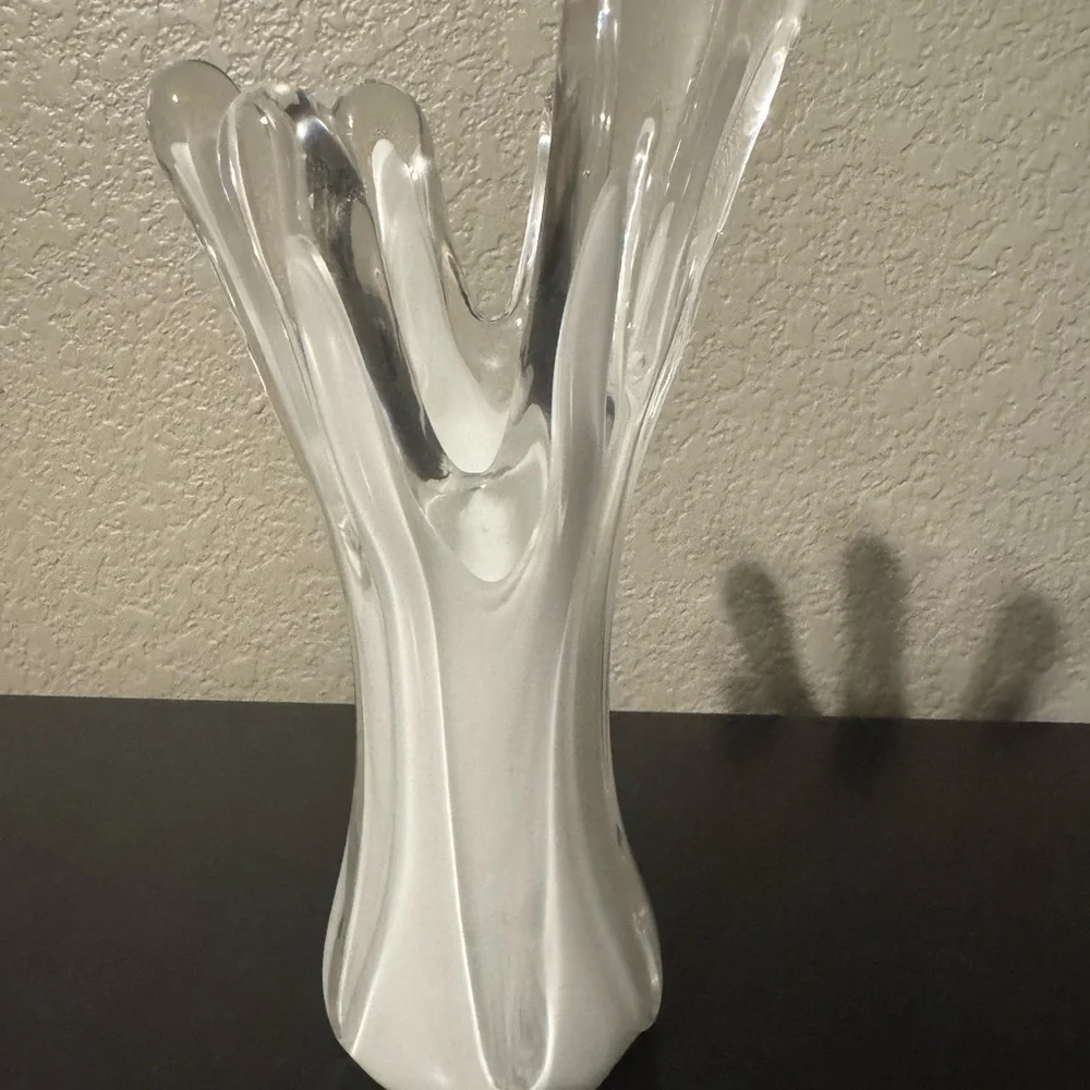 Vintage 6 Finger White Glass Vase